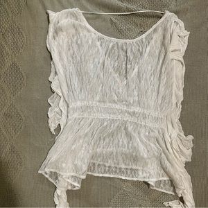 Free people white lace blouse size medium